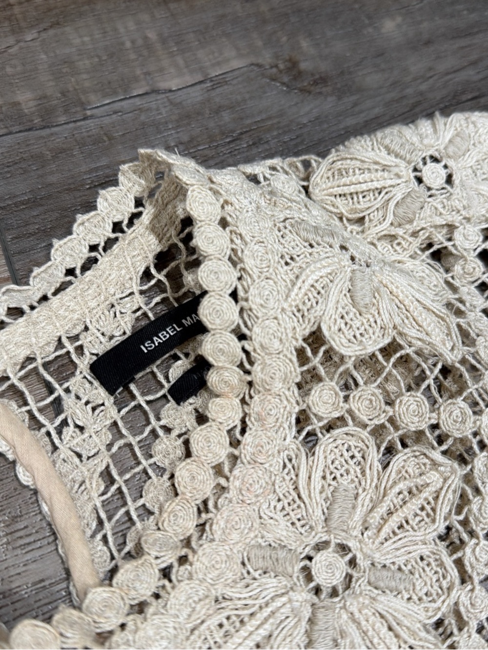 Isabel Marant Zainos crochet ruffle top in neutral - Picture 4 of 9